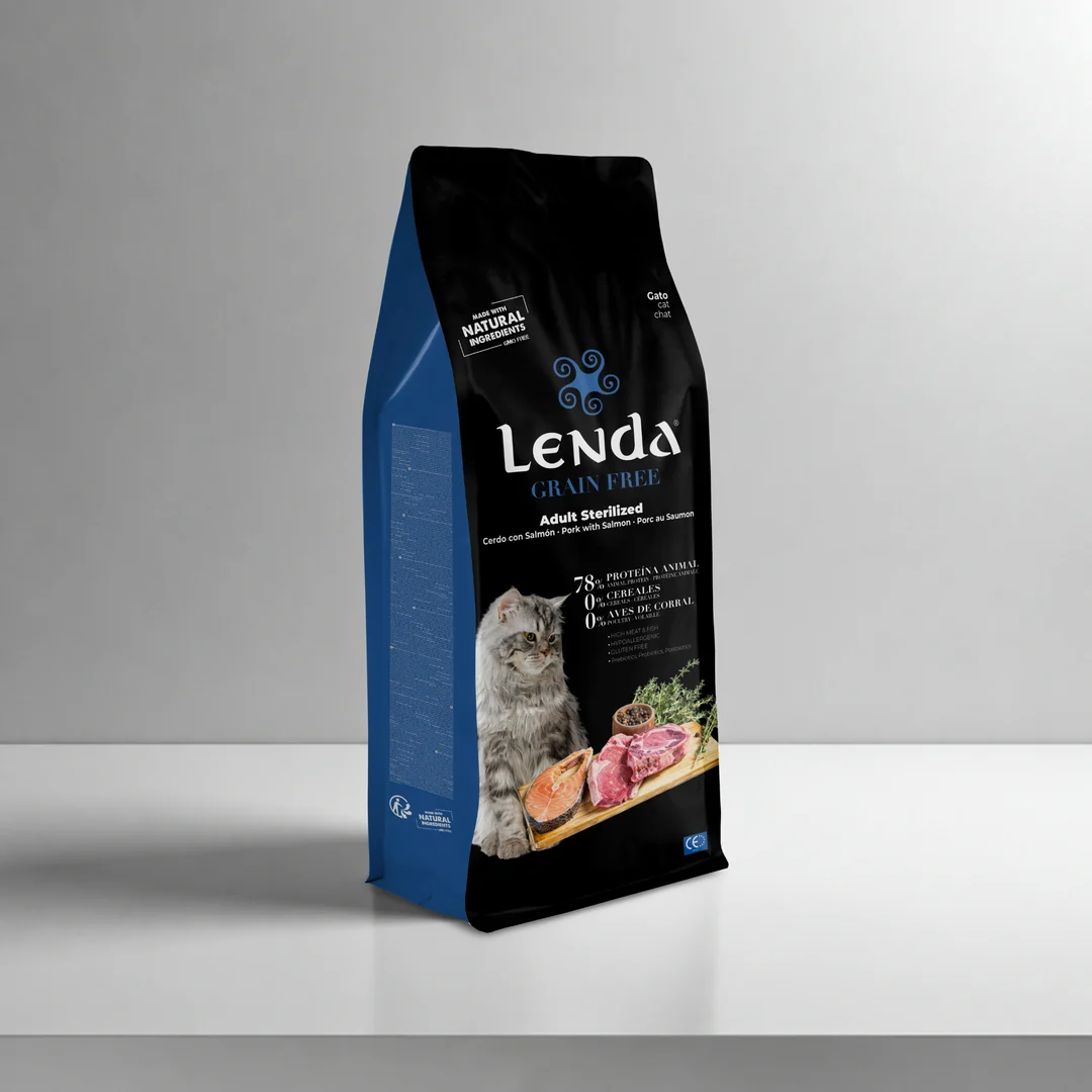 Lenda Grain Free gato esterilizado Cerdo, Salmón y Krill